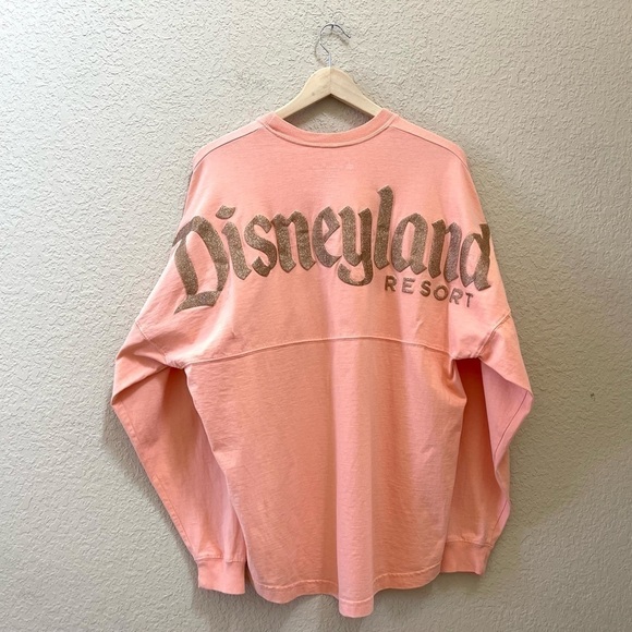 Disney Spirit Jersey Top Tee Crew Pullover Oversized Disneyland Gold Coral Med - Picture 3 of 7